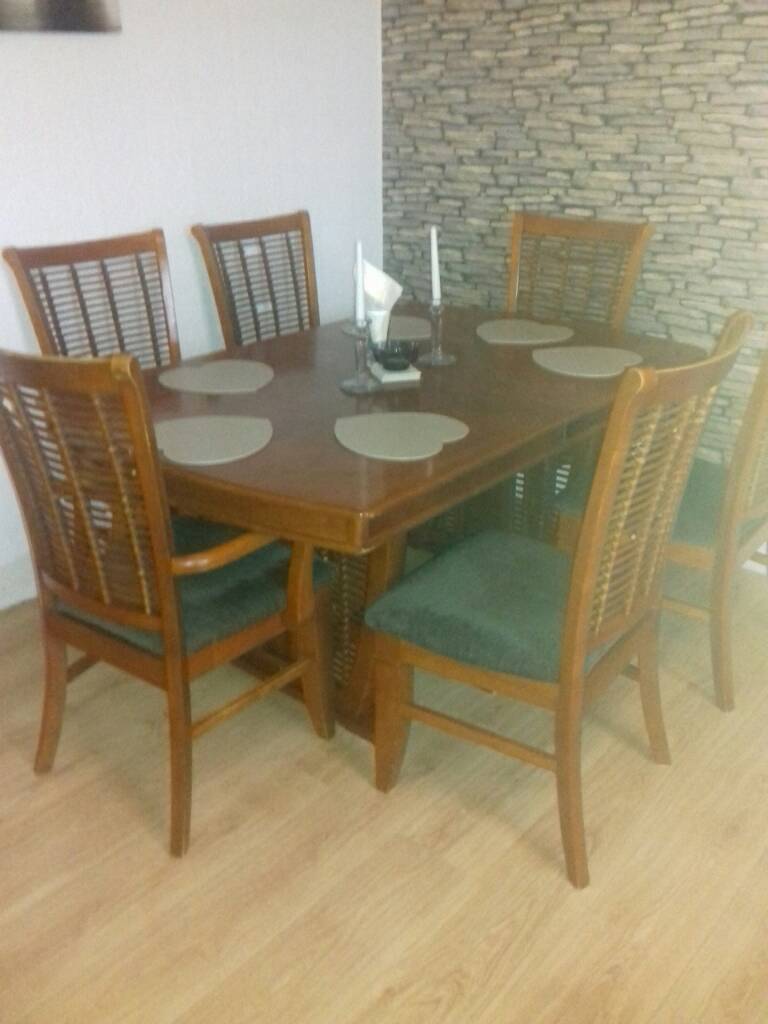 Original Vietnam extandable dining table with 6 chairs in Falkirk