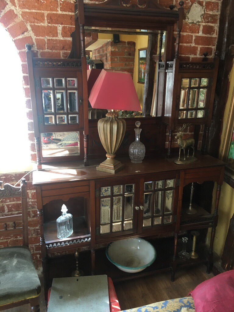 Antique mahogany mirrored Victorian display in Stanway, Essex