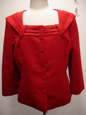 ジャケット・アウター SALE birthday bash PEPLUM KNIT JACKET Womens sz 14 Tahari Red Knit Peplum Suit Jacket Blazer Sport