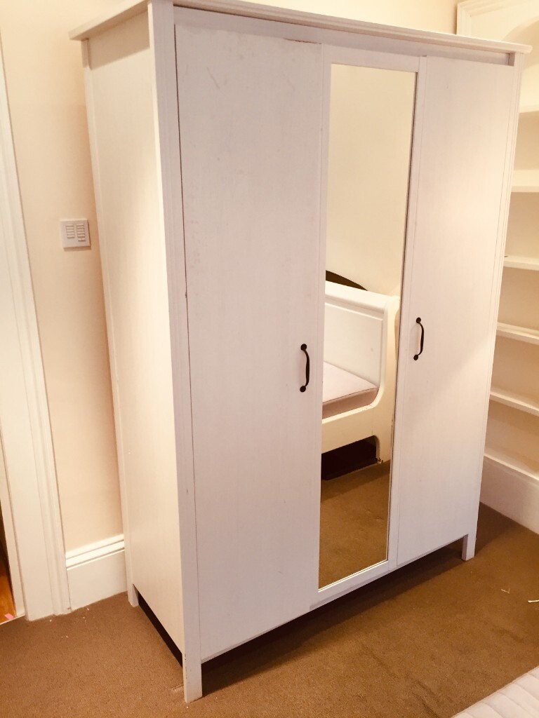 Ikea Free Standing Chalk Paint Pure White 3 Door Wardrobe With Mirror Door In Westminster London Gumtree