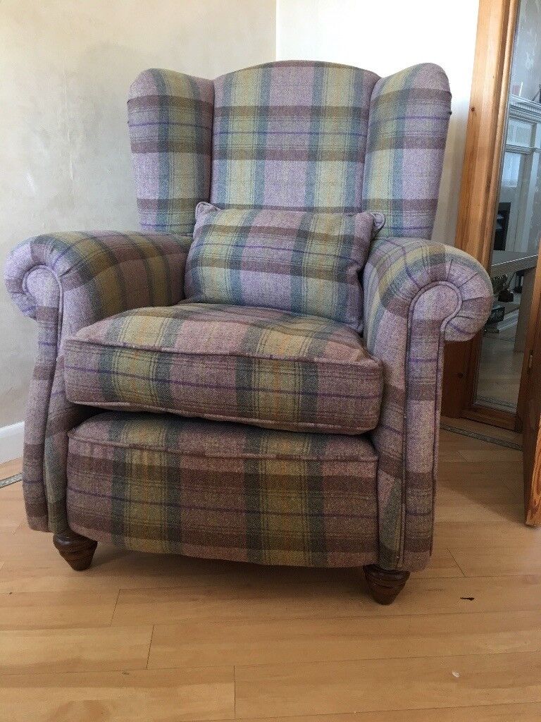 Dfs Country Living Loch Leven Wingback Chair In Olive Plaid In