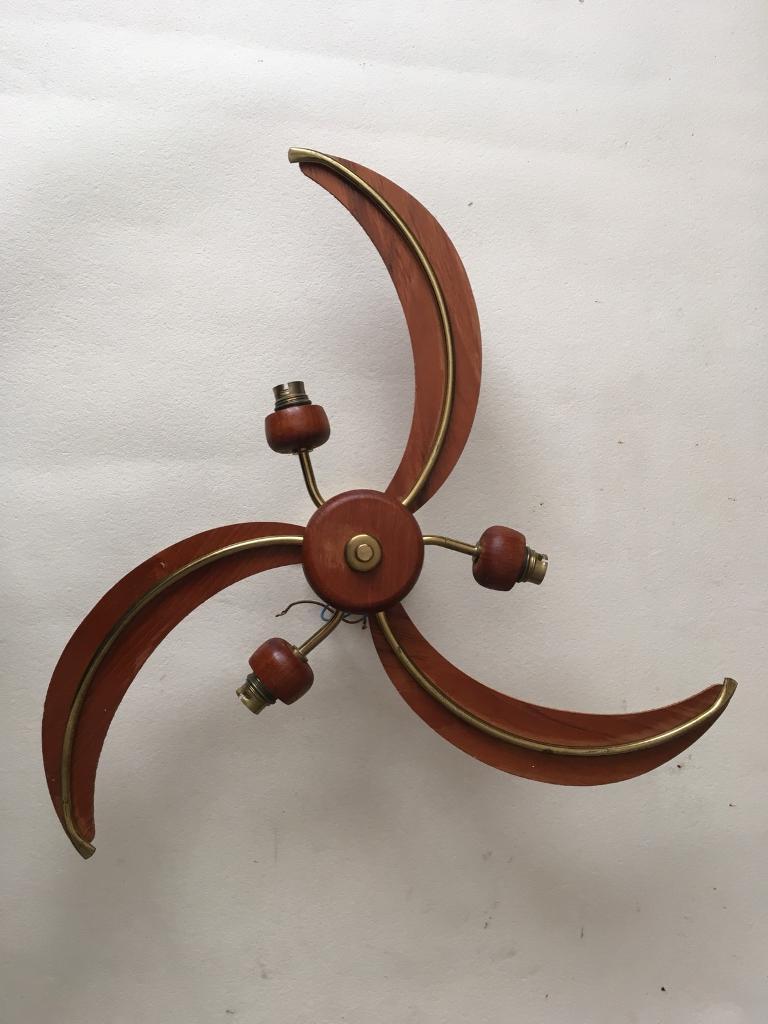 Teak 1970 S Prova Light Fitting Teak And Brass Bhs Vintage Mid