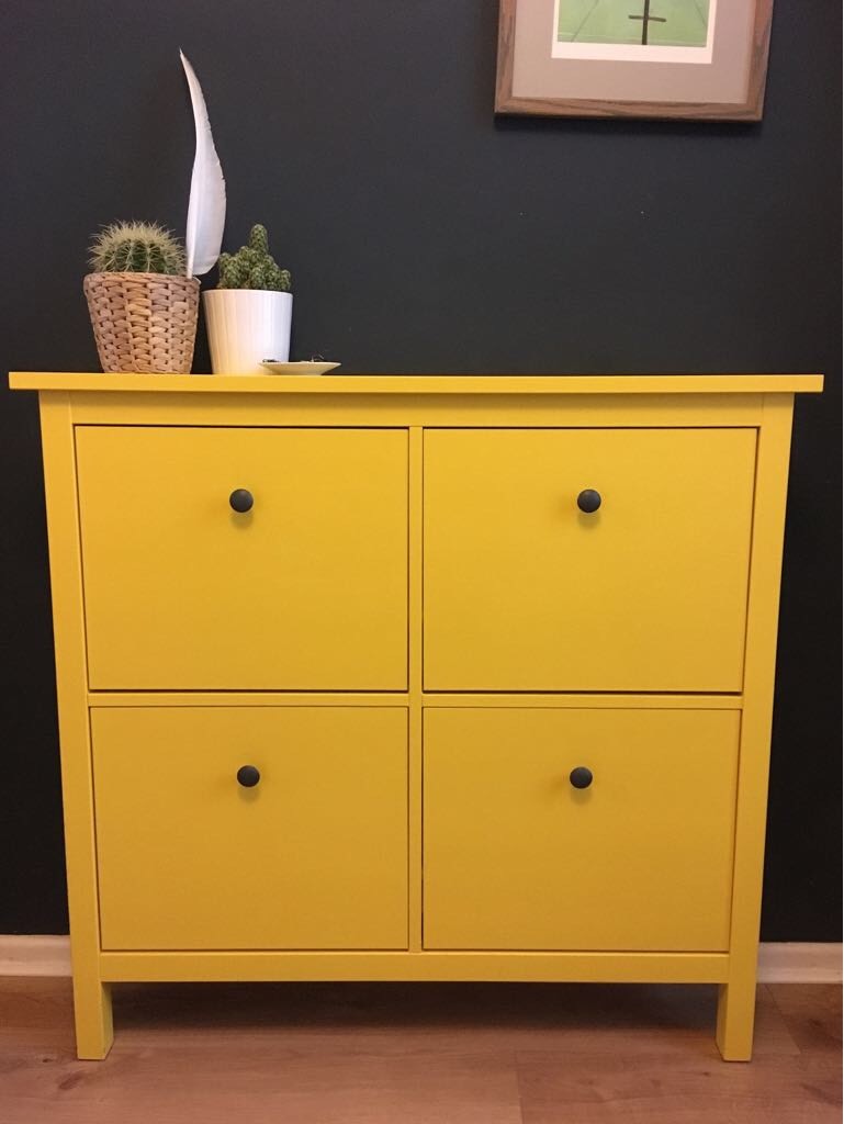 Upcycled Ikea Hemnes Shoe Storage in Yellow in Roath, Cardiff