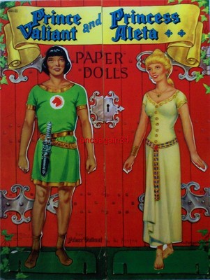 VINTAGE UNCUT 1954 PRINCE VALIANT & PRINCESS ALETA PAPER DOLLS~#1 REPRODUCTION!