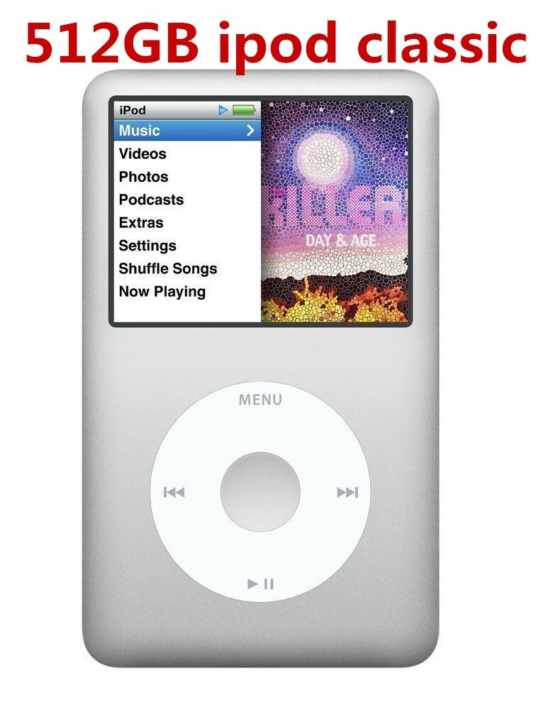 【美品】第7世代 iPod classic / iFLASH SSD 512GB NEW 512GB Apple iPod Classic 7th Gen Silver/White SSD Flash