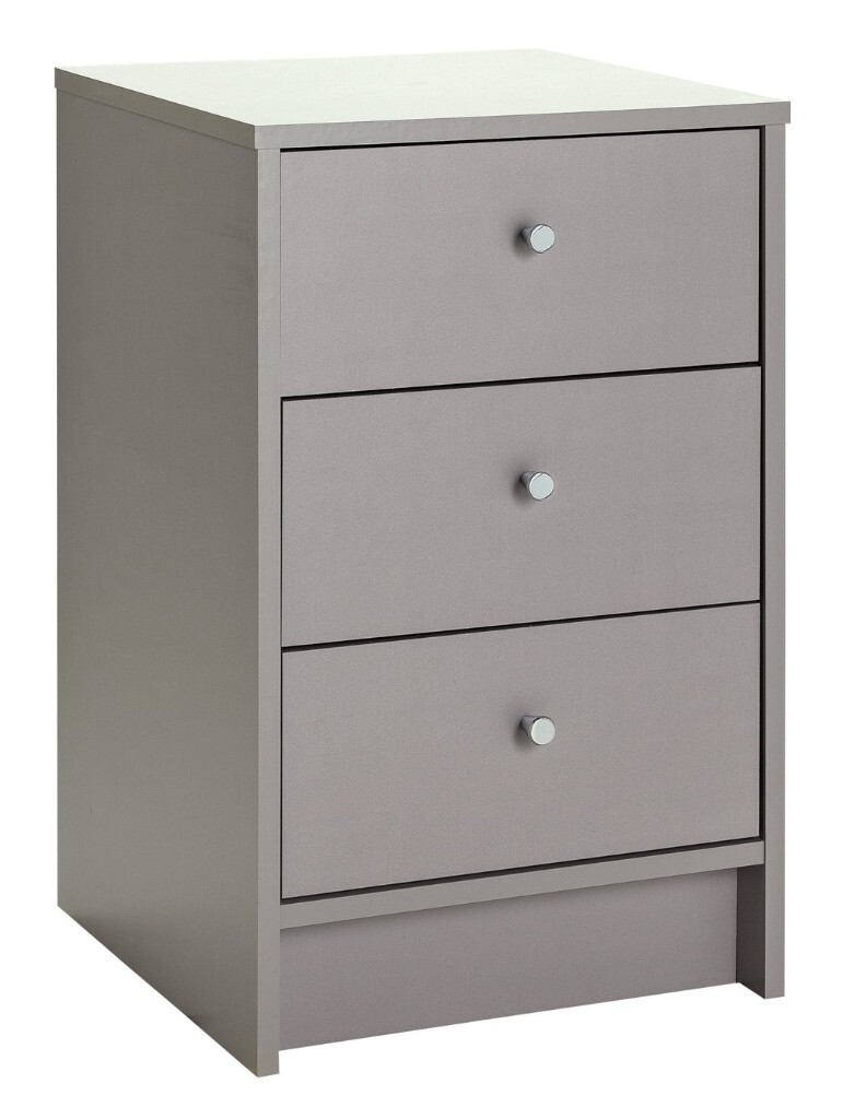 EX DISPLAY Argos Home Malibu 3 Drawer Bedside Table Grey in