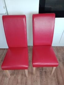 image for PAIR OF RED DINING CHAIRS IN PERFECT CONDITION