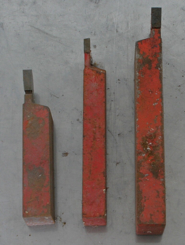 A set of 3 parting off tools with 16mm and 25mm tool shanks and all are Tungsten tipped and