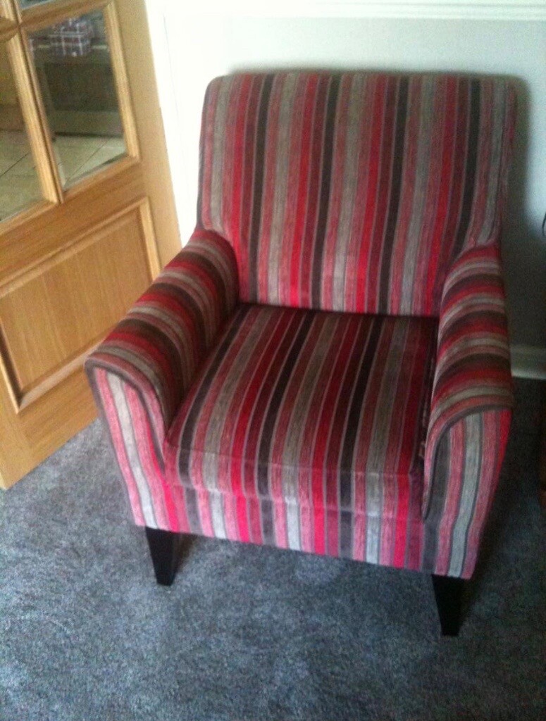 NEXT , Armchair Red & grey striped,good condition. in Worsbrough