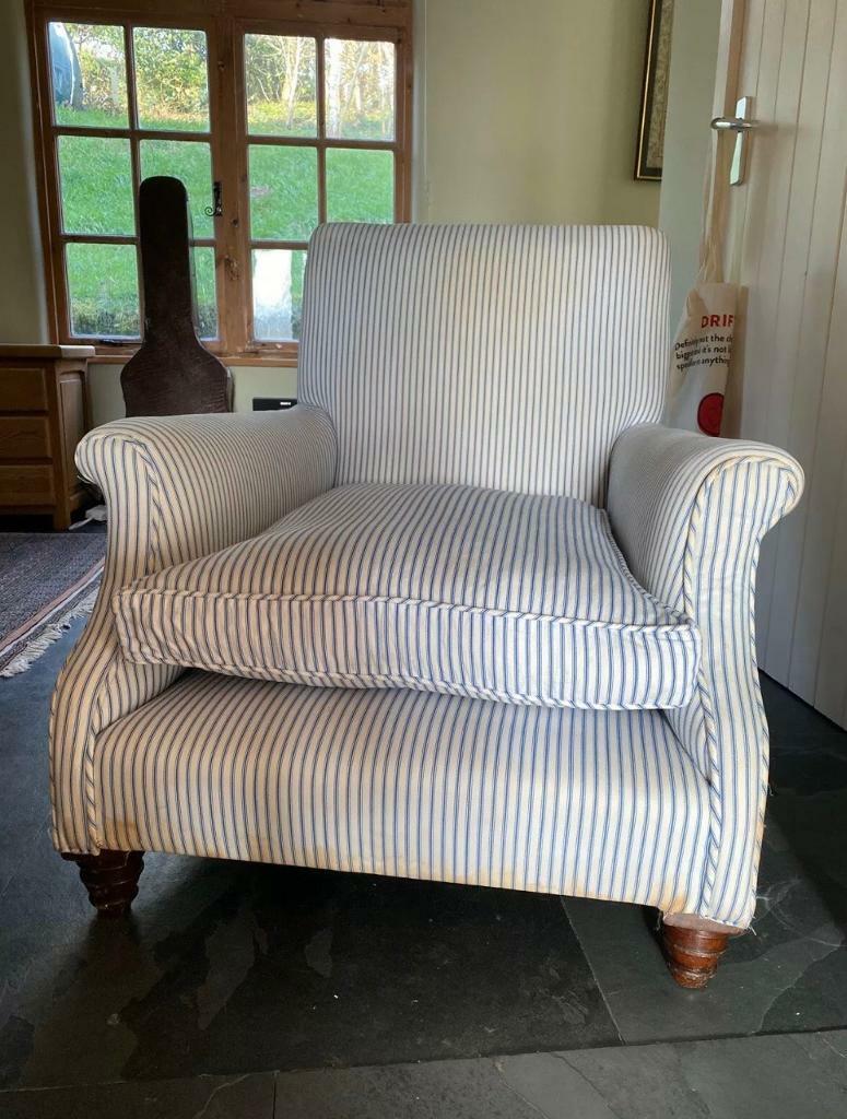 Antique/Vintage Country House Style Striped Armchair For ReUpholstery