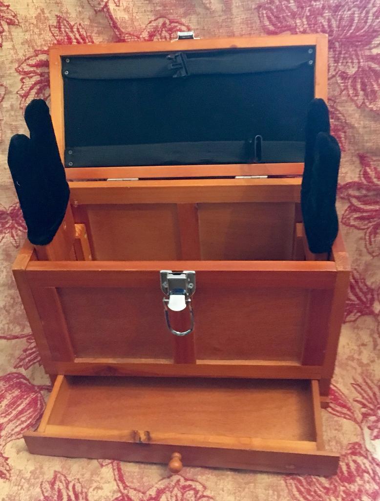 Gun maintenance wooden box for storage cleaning and work RIFLE in