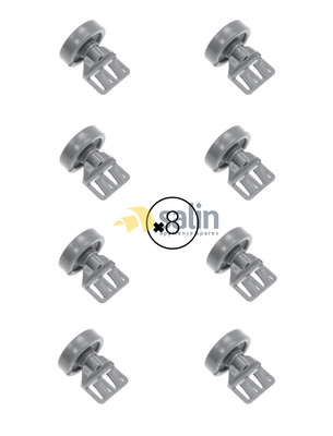 8 X Genuine Asko Dishwasher Lower Basket Wheels Genuine Suitd D3152, D3153