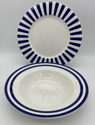 Mikasa Indigo Track Serving Bowl and Round Platter Ultima Fine China
