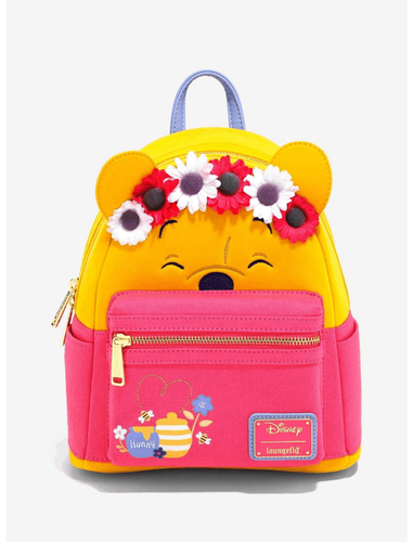 Disney Loungefly tufted Winnie the Pooh backpack with floral crown Loungefly Disney Winnie the Pooh Floral Crown Flocked Mini  main image 3