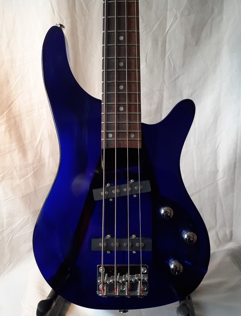 Rare Wesley Transparent Blue Acrylic Electric Bass Guitar in Lincoln