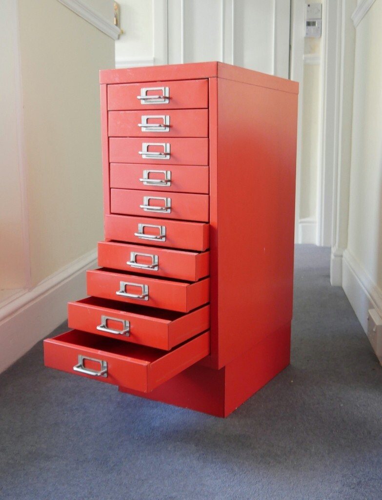 10-drawer steel filing cabinet in red - excellent ...