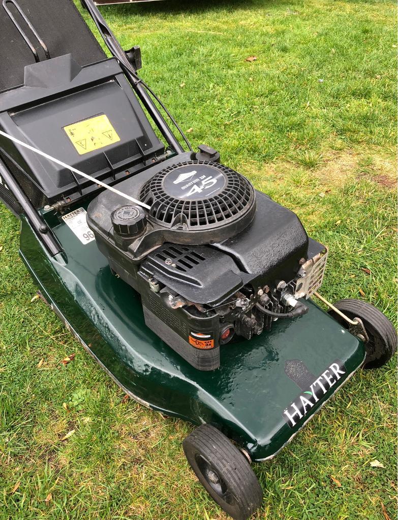 Hayter lawnmower with Briggs 4.5hp Petrol engine alloy deck rear roller