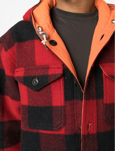 Pre-owned Filson Snohomish Wool Reversible Jacket Xl Black Buffalo Plaid Virgin Mackinaw In Red
