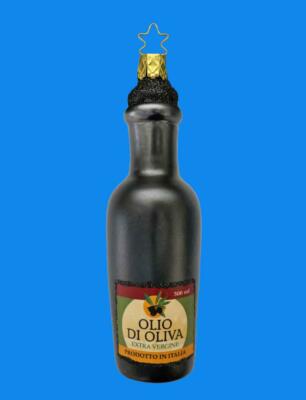 INGE GLAS OLIVE OIL BOTTLE GERMAN BLOWN GLASS CHRISTMAS ORNAMENT OLIO DI OLIVA