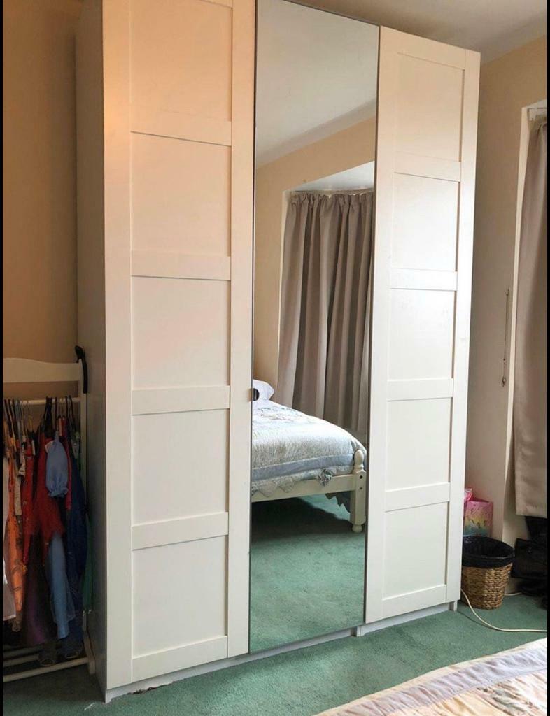 Free Delivery Ikea Pax White Triple Mirrored