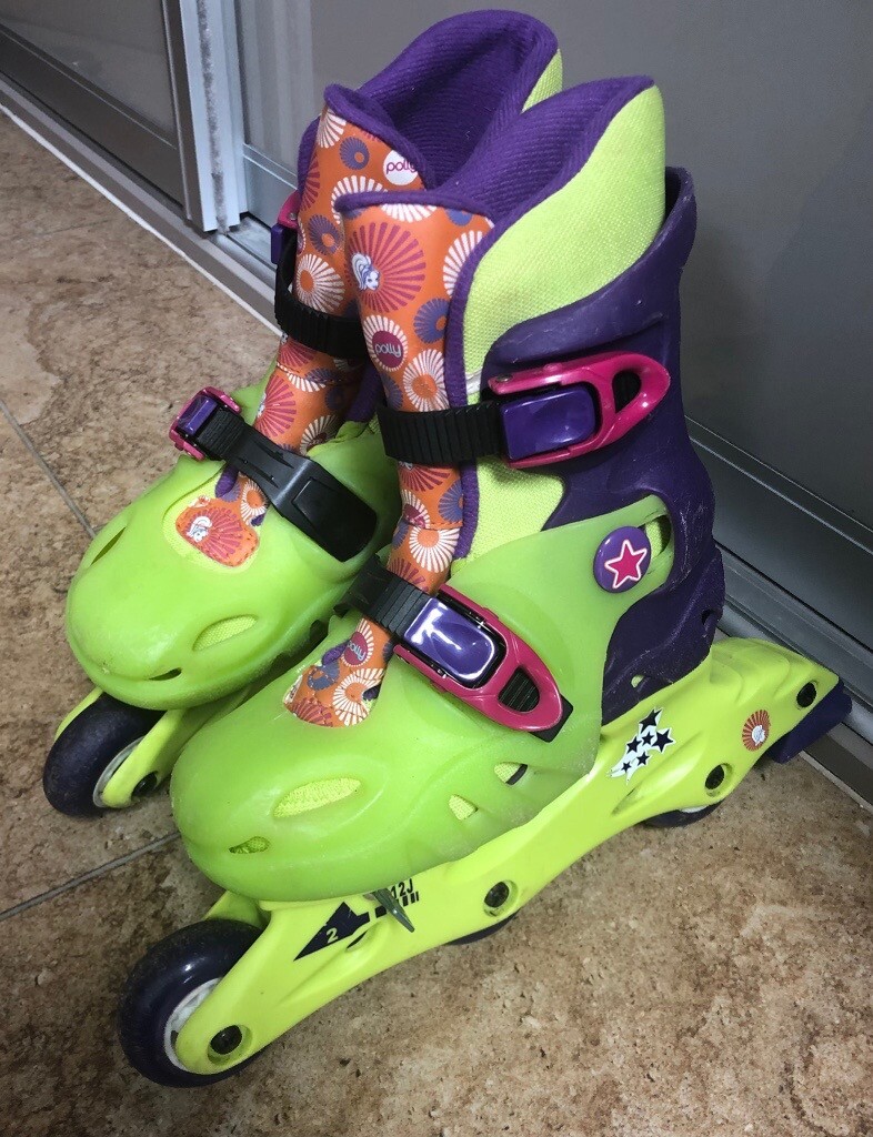 Polly Pocket Inline Skates Youth Adjustable 12J 2 Quick Release