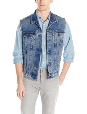 Levi's Strauss Men's Premium Cotton Button Up Denim Jeans Trucker Vest