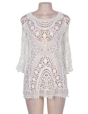 Détails Sur Tunique Mini Robe Haut Plage Crochet Vintage Hippie Pareo Mode été Femme Ibiza