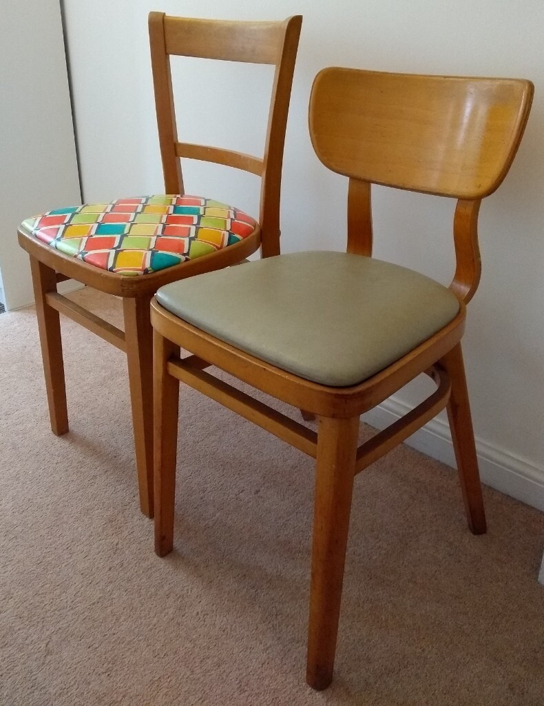 2 x Vintage Bentwood Kitchen Dining Chairs Retro Mid Century 50's / 60