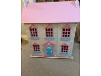 Dolls house with furniture & people 