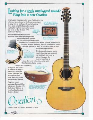 【 Ovation 1994 collectors 】Made in USA Rare 1994 Ovation Collectors Edition Guitar Ad/ Great Art | eBay