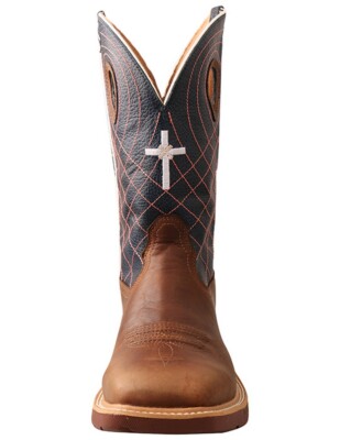 Pre-owned Twisted X Work Boots Mens Cross Wp Alloy Toe Mocha Navy Mxbaw01