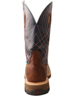 Pre-owned Twisted X Work Boots Mens Cross Wp Alloy Toe Mocha Navy Mxbaw01
