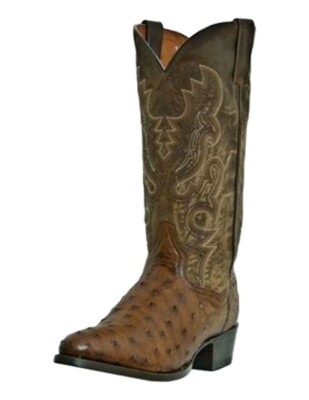 Dan Post Western Boots Mens Tempe Full Quill Ostrich Brown DP2323
