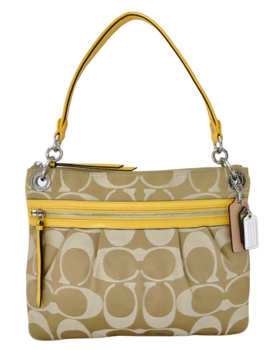 COACH Poppy バッグ ネイビー/ゴールド Coach Poppy Pop C Tote Shoulder Bag Purse Gold Multicolor