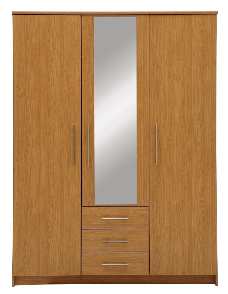 Ex Display Argos Home Normandy 3dr 3drw Large Mirror Wardrobe