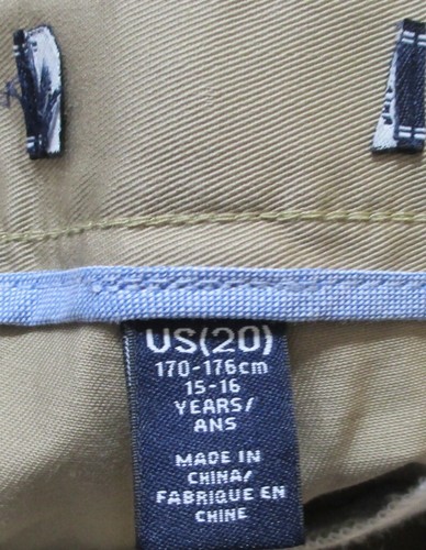 LANDS END Khaki Plain Front School Uniforms UNHEMMED Pants Boys 20 NEW $31