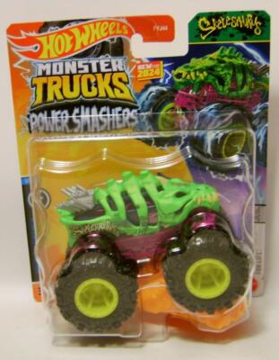 SKELESAURUS POWER SMASHERS W/ CONNECT CAR MONSTER TRUCKS HOT WHEELS 2024