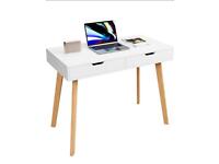 White Computer Desk Writing Table with 2 Drawers Laptop PC Table