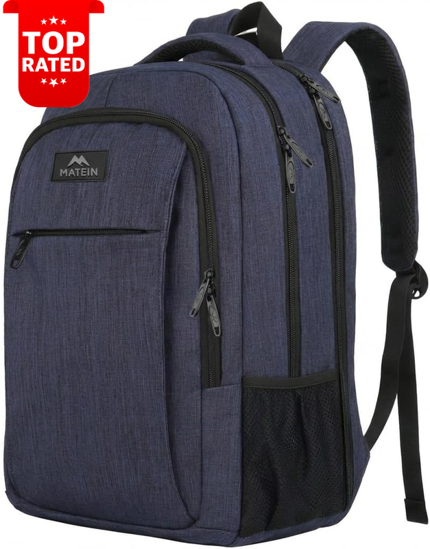 15.6 Inch Blue Laptop Backpack Water-Resistant Anti-Theft Work Travel Bag