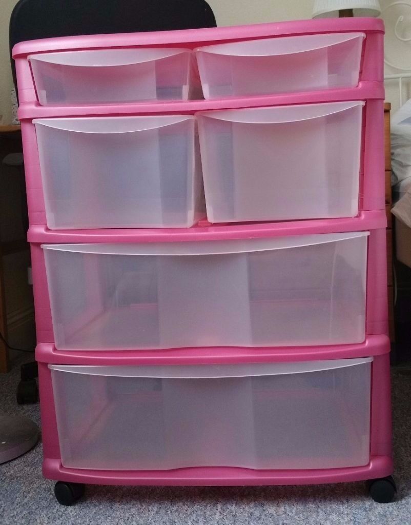 Large Pink Multi-tier Plastic storage drawers container 