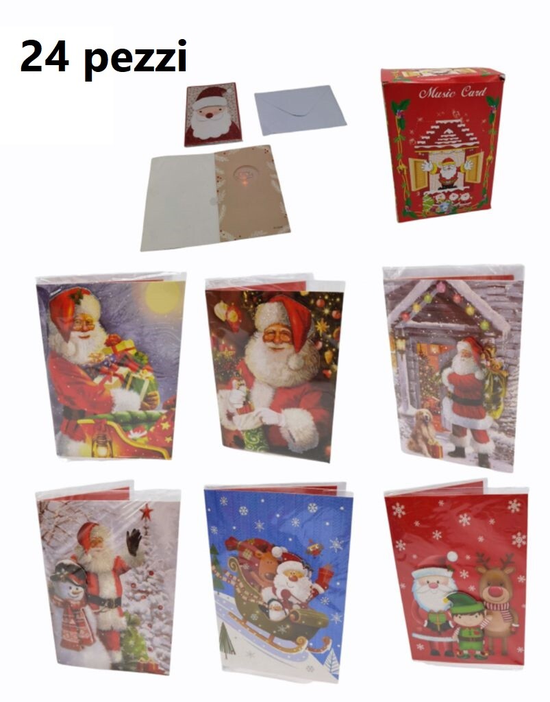 Set 24 Pezzi Biglietti Auguri Natale Con Busta Musicali Fantasia Natalizia bal