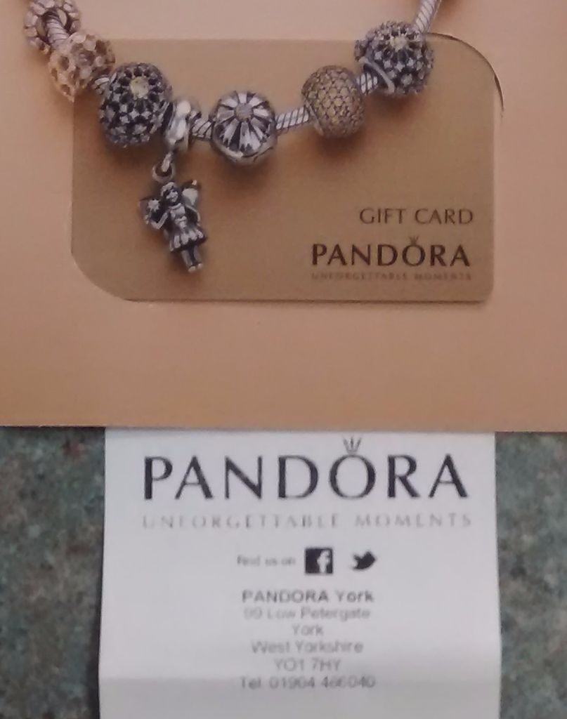 Pandora £55 Gift Card + receipt, expires 21 Feb 2016 in York, North