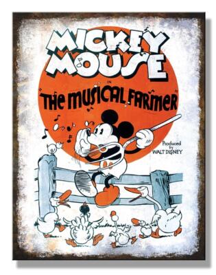 Walt Disney Mickey Mouse Musical  Farmer 16'' Tin Metal Sign Made In The USA