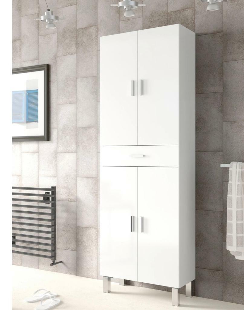 White Gloss Tall Bathroom Cupboard in City of London, London Gumtree