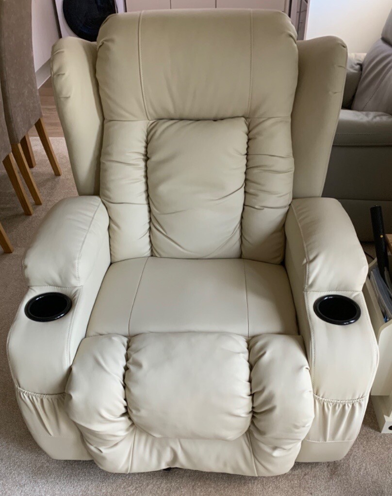 LEATHER DUAL MOTOR RISER RECLINER CHAIR WITH HEAT AND MASSAGER