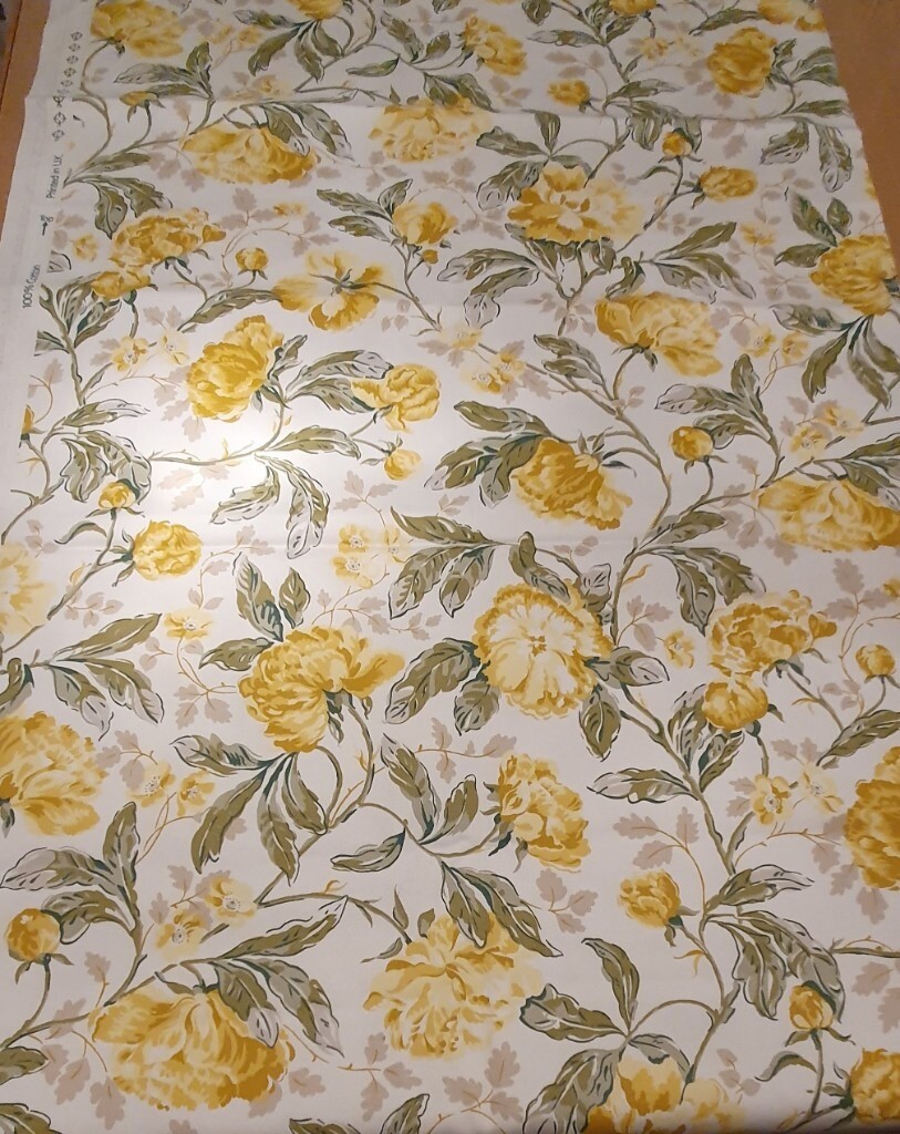 Laura Ashley upholstery fabric 108 x 120cm yellow / green in