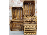 6 Strong&Solid Vintage Wooden Fruit Apple Crates Boxes BUR EFFECT ! 