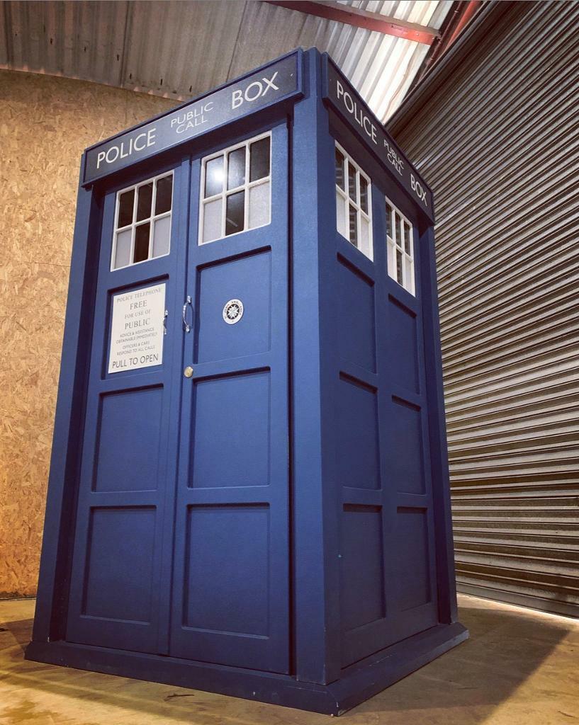 Life size wooden replica of Doctor Who Tardis police public call box