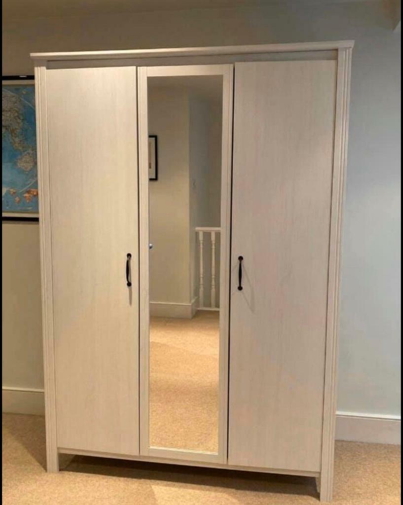 Free Delivery Ikea Brusali White Triple Wardrobe