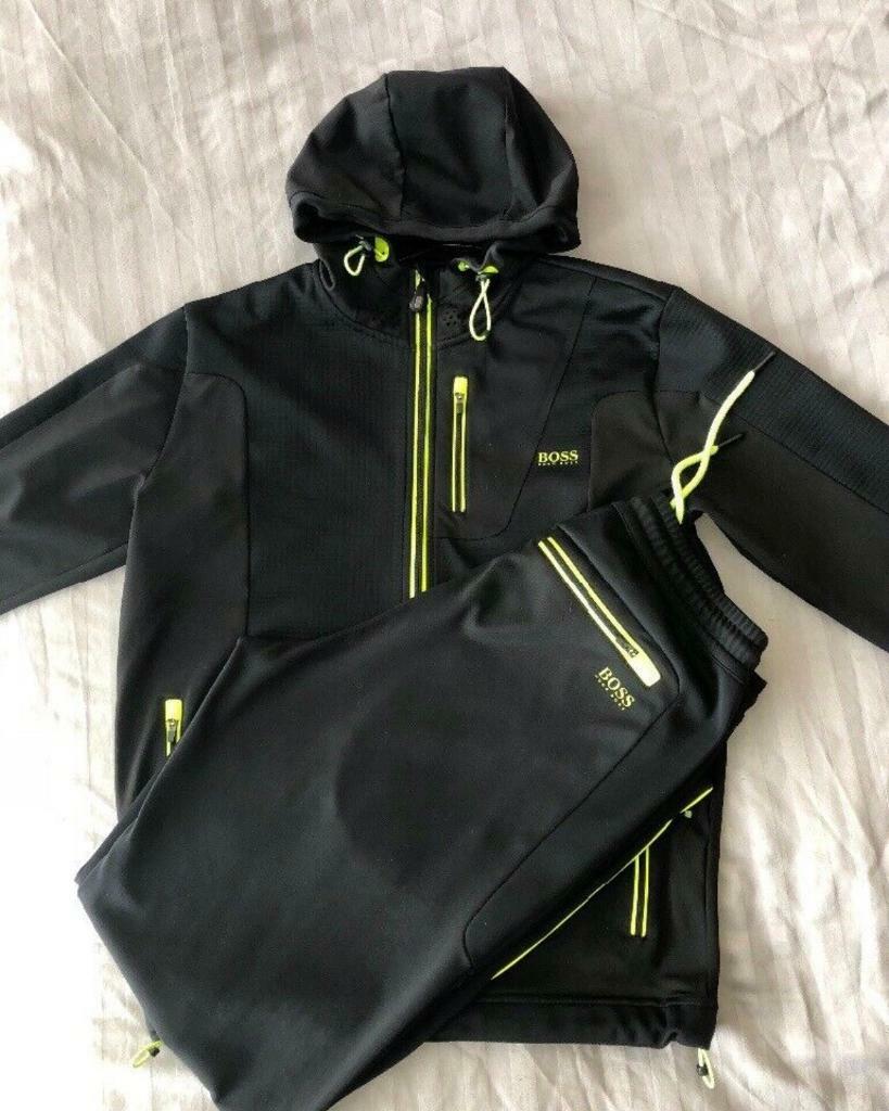 black and green hugo boss tracksuit